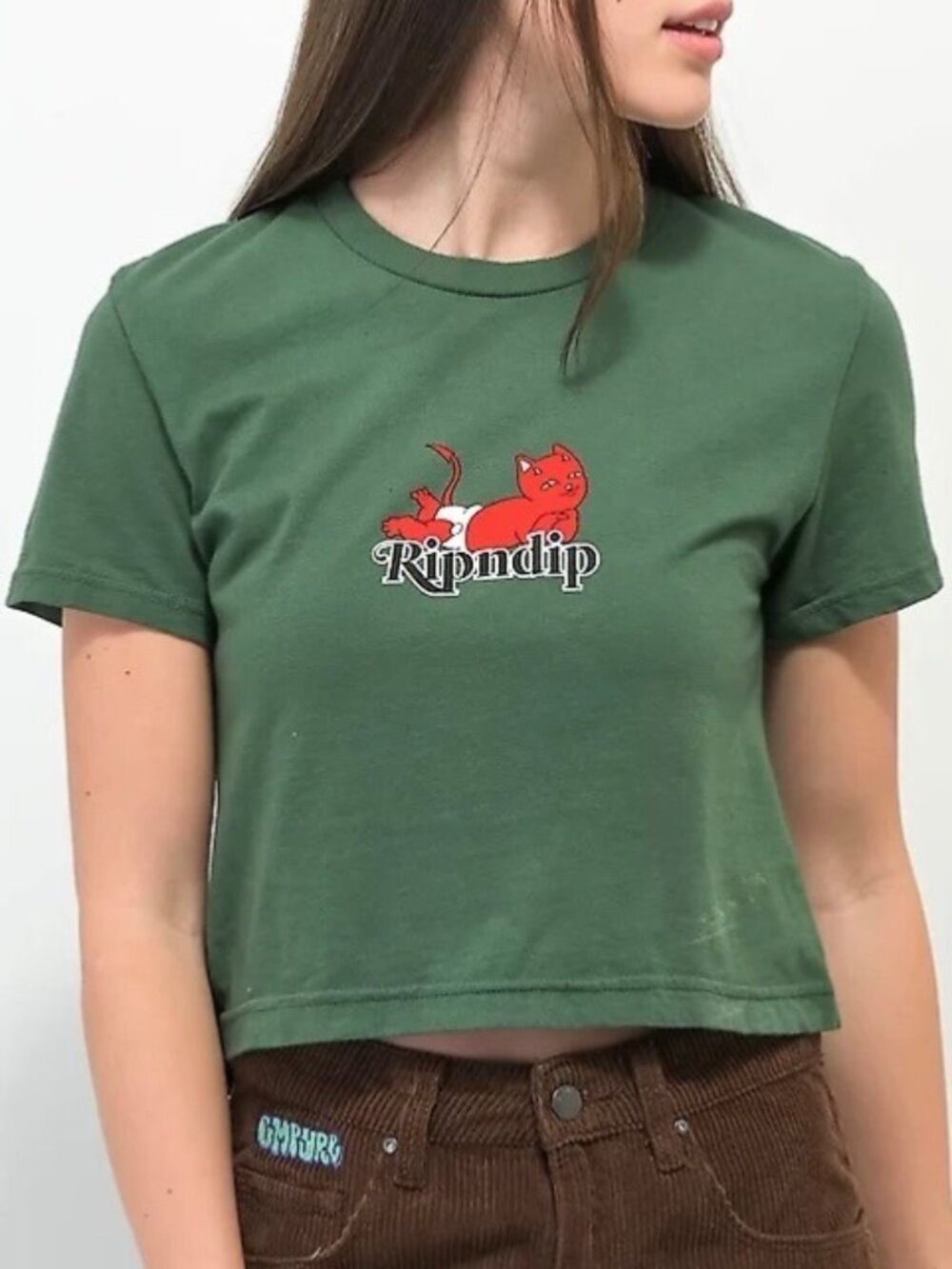 RipnDip Devil Baby Tee Small Cropped Logo Green Skater Summer Streetwear Shirt
